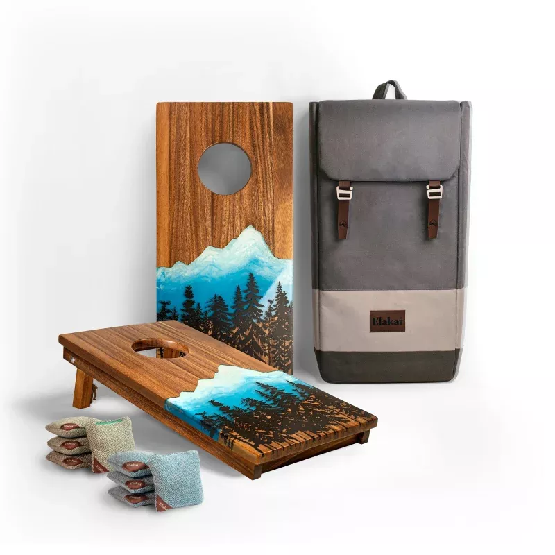 1ft x 2ft Resin & Wood Travel Cornhole Set | Mountain Collection