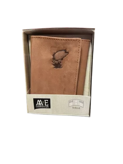 AA & E Leathercraft LLC Tan Cherokee Leather Trifold Fish #314353270