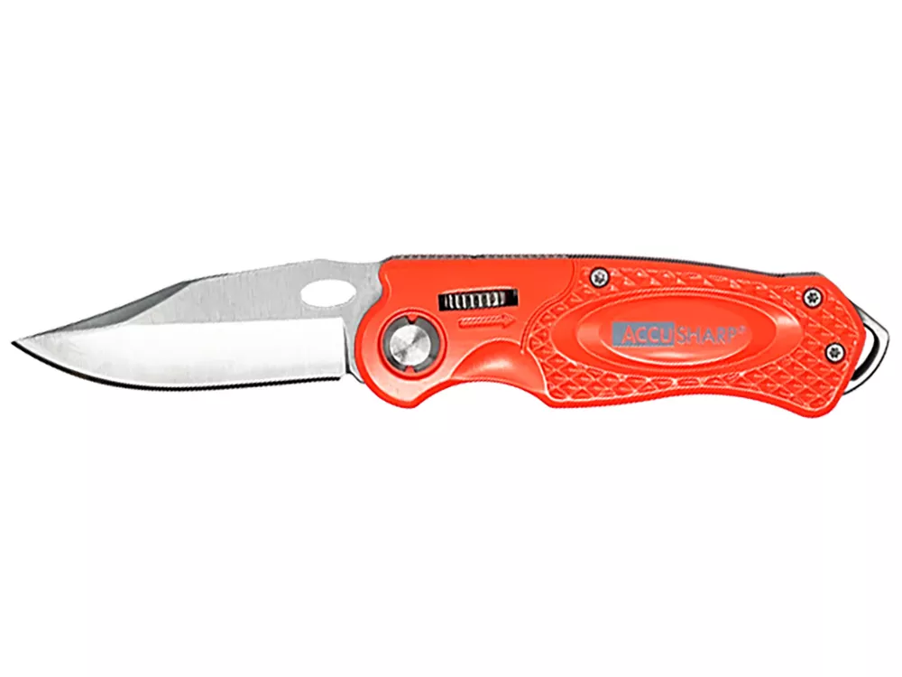AccuSharp 3" Folding Plain Blade Blaze Orange Handle