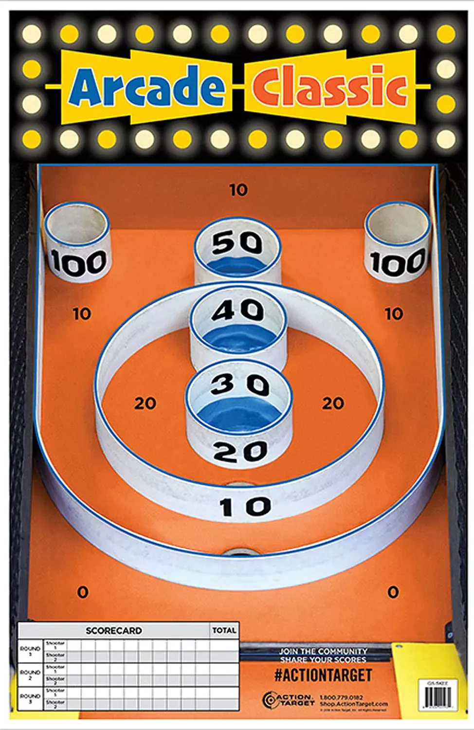 Action Target Arcade Classic Skee-Ball Paper Hanging 23" x 35" Multi-Color 100 Per Box