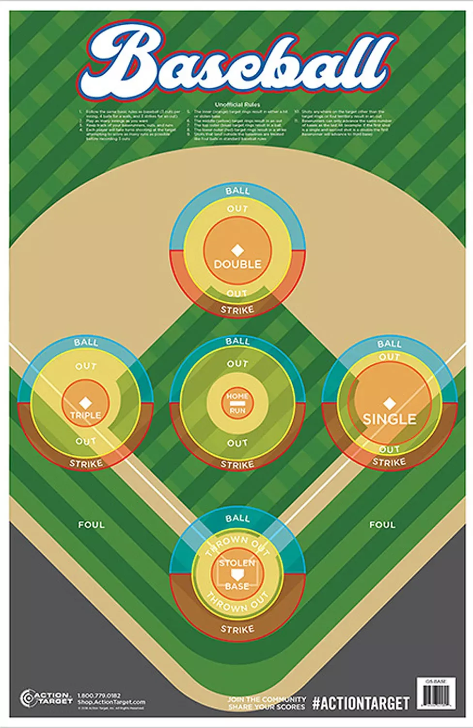 Action Target Baseball Ball Field Paper Hanging 23″ x 35″ Multi-Color 100 Per Box