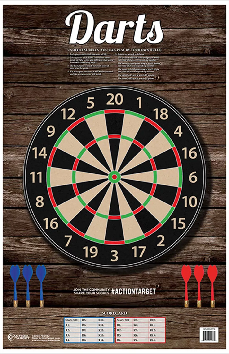 Action Target DartsDart Board Paper Hanging 23″ x 35″ Multi-Color 100 Per Box