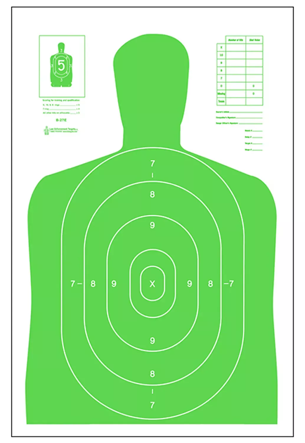 Action Target High VisibilitySilhouette Paper 23″ x 35″ Fluorescent Green/White 100 Per Box