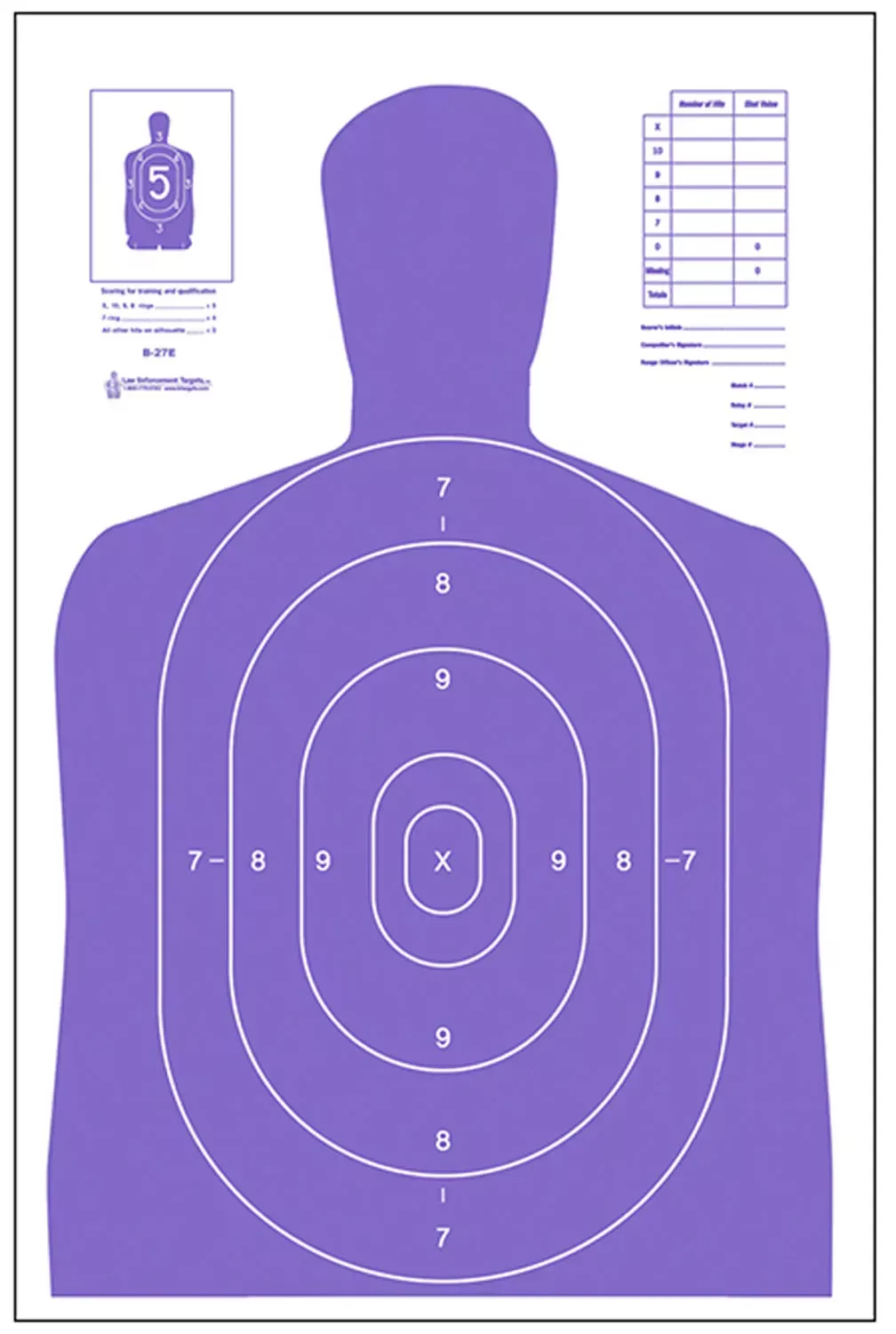 Action Target High VisibilitySilhouette Paper 23″ x 35″ Fluorescent Purple/White 100 Per Box