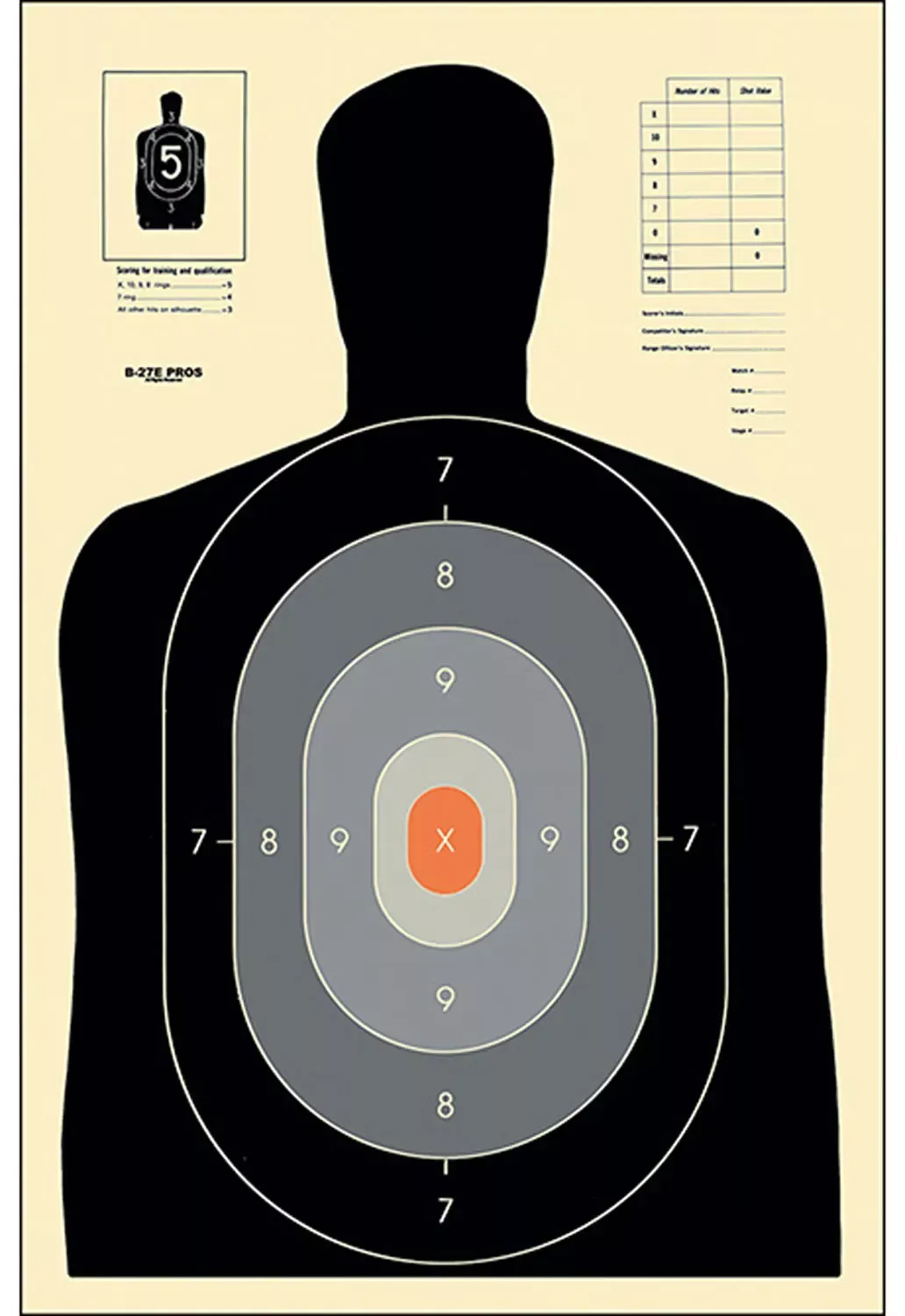 Action Target Pros Silhouette Paper Hanging 23″ x 35″ Black/Gray/White 100 Per Box
