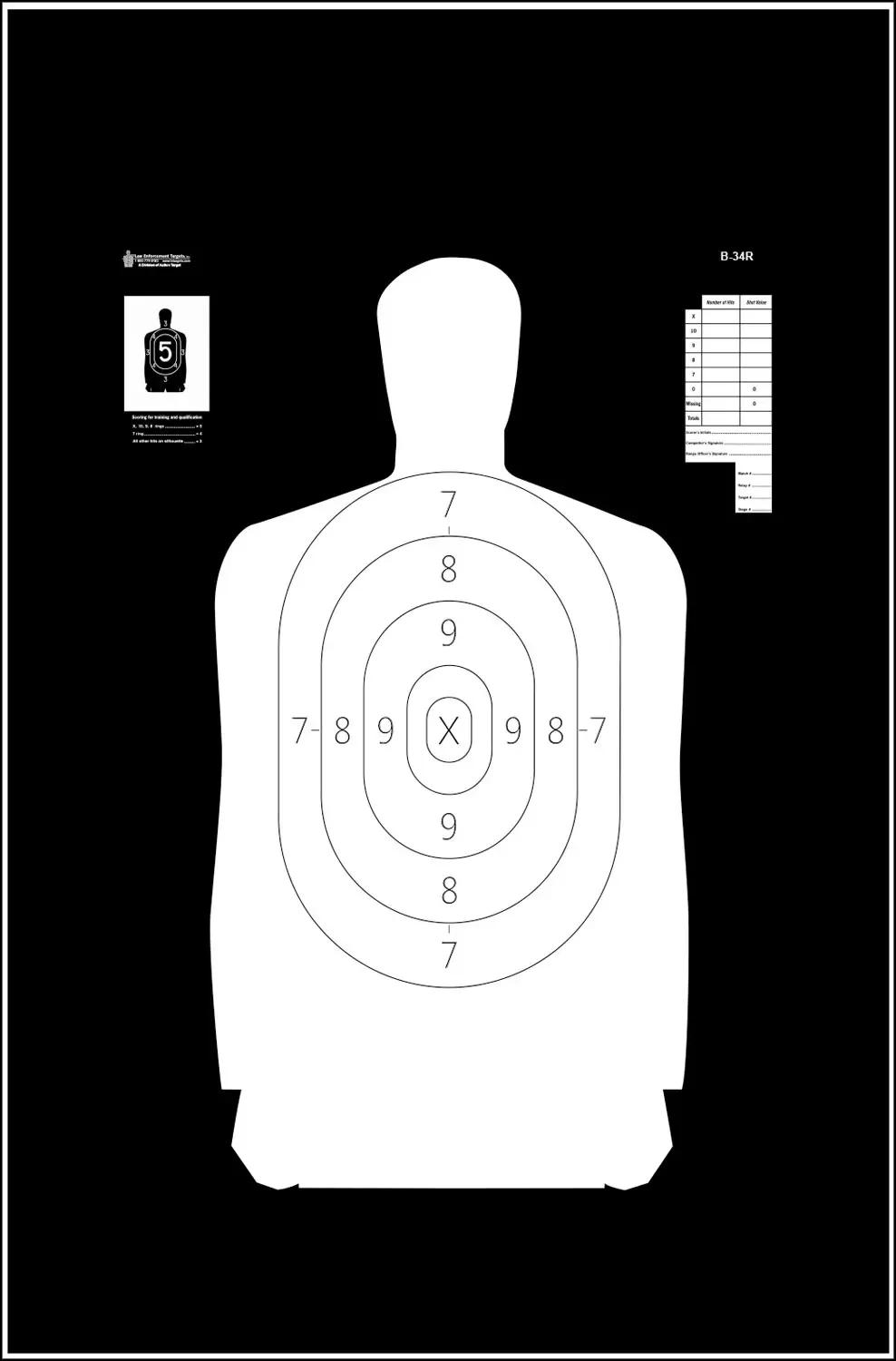Action Target Qualification Reverse Silhouette Paper Hanging 25 yds 17.50″ x 23″ Black/White 100 Per Box