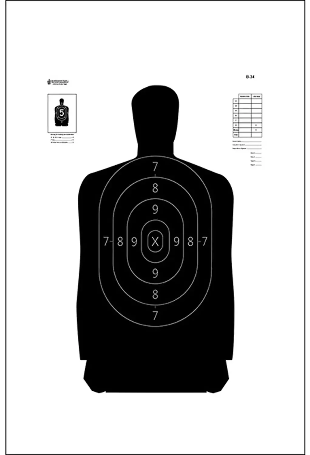 Action Target Qualification Target Silhouette Paper Hanging 25 yds 17.50" x 23" Black/White 100 Per Box