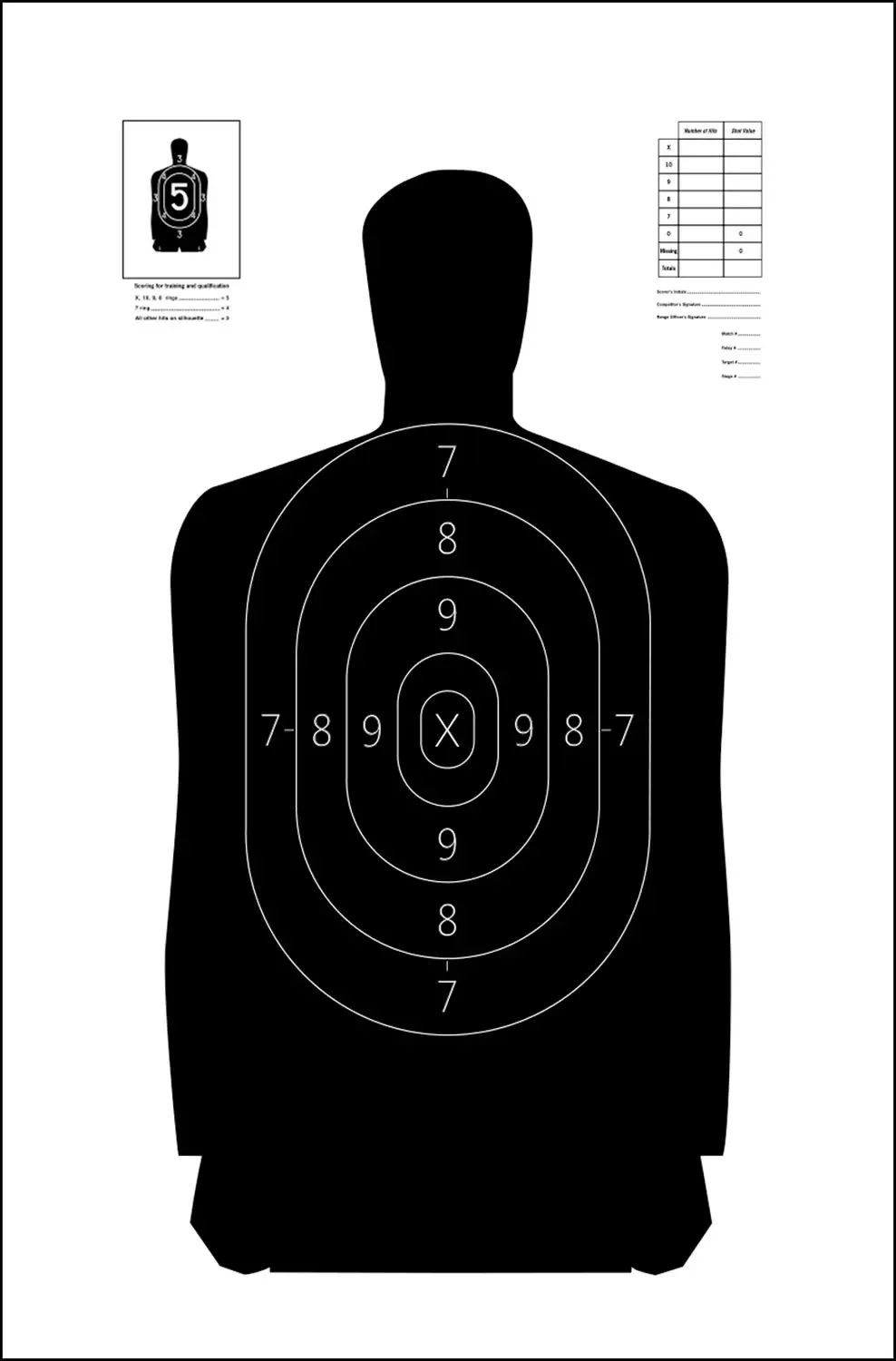 Action Target QualificationSilhouette Heavy Paper Hanging 11.50″ x 22″ Black/White 100 Per Box