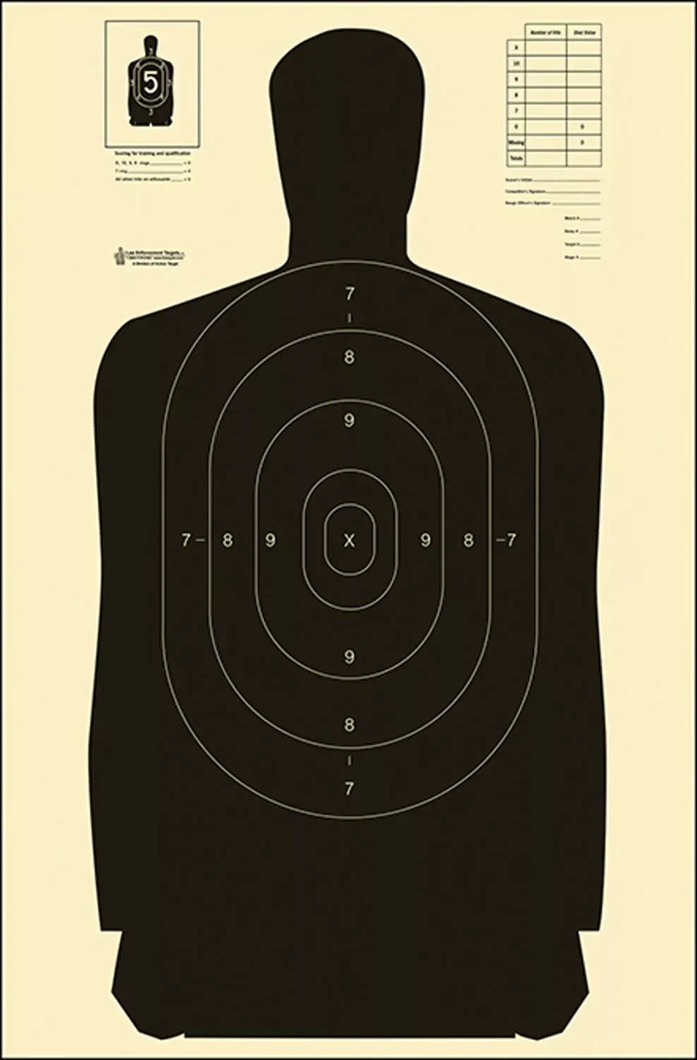 Action Target QualificationSilhouette Heavy Paper Hanging Black/White 100 Per Box
