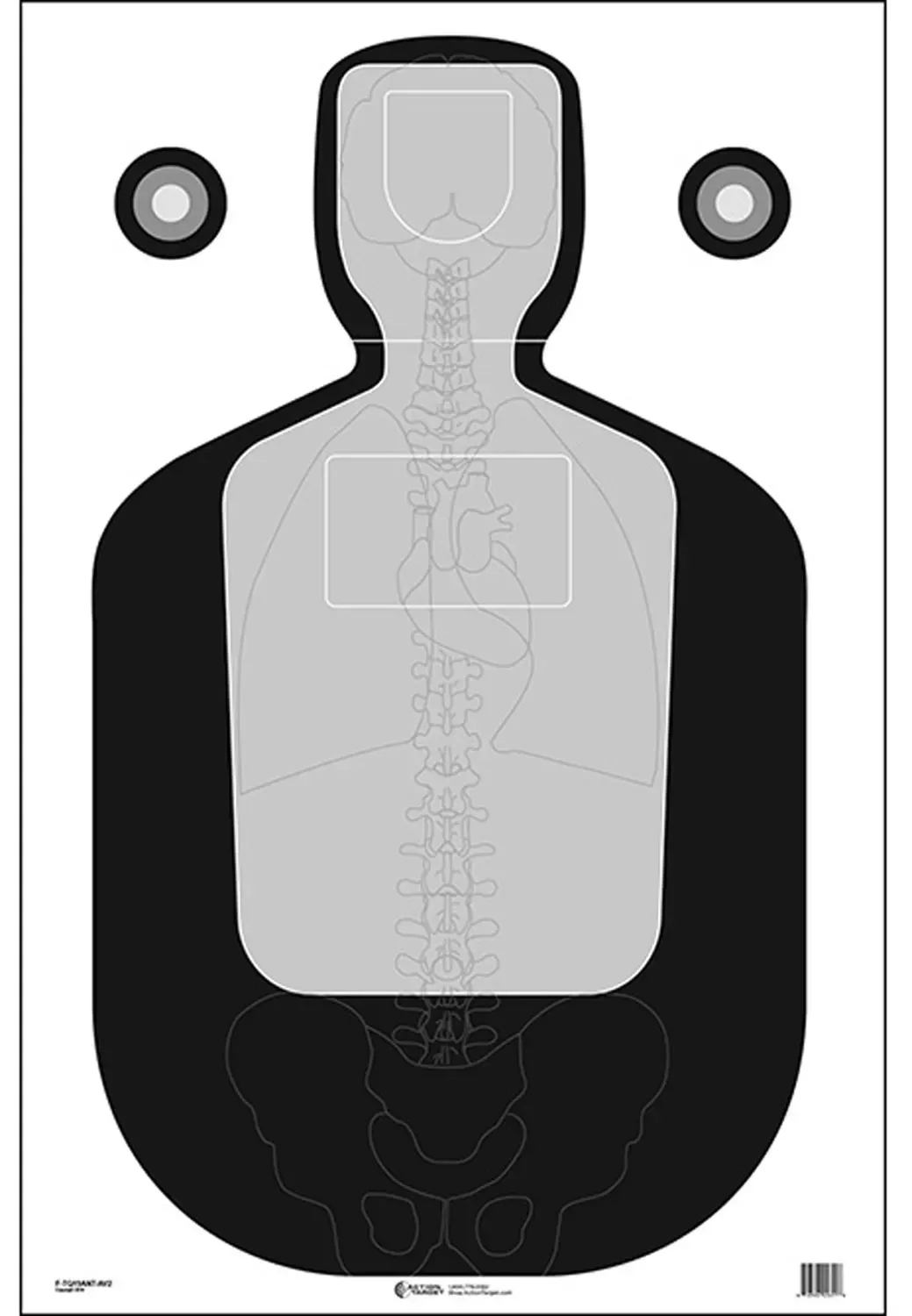 Action Target Silhouette/Vitals Paper Hanging 23″ x 35″ Black/Gray 100 Per Box