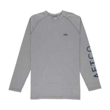 Aftco Samurai 2 LongBig Guy Samurai LS Performance Shirt Sleeve Sun Protection Shirt Bahama Heather 2X