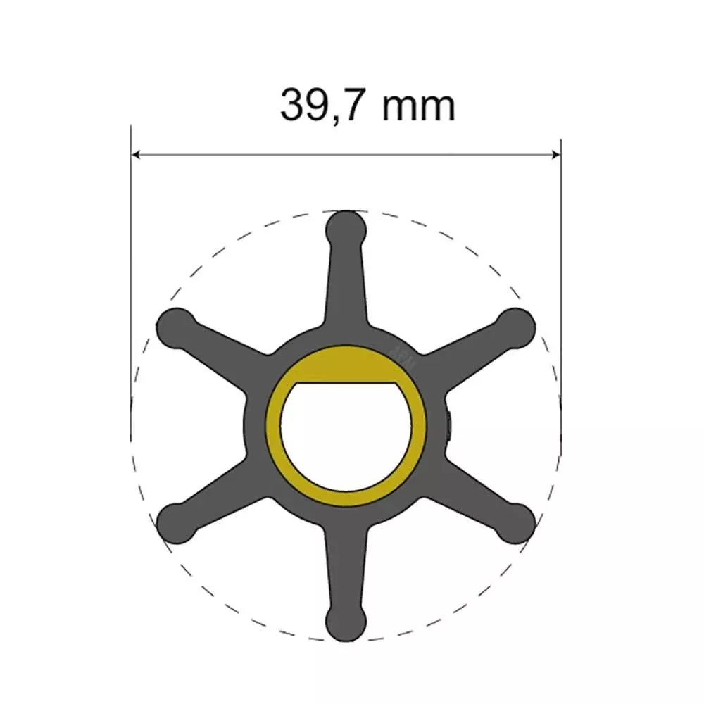 Albin Pump Premium Impeller Kit - 39.7 x 12 x 19.2mm - 6 Blade - Single Flat Insert - 06-01-004