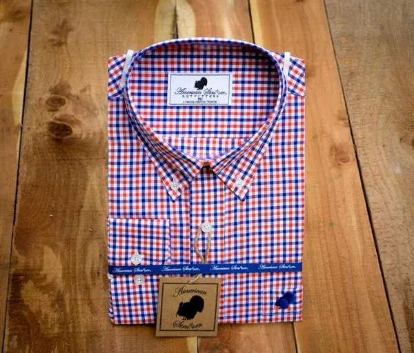 American Strutter Men’s Gameday Gingham Button Down Shirt