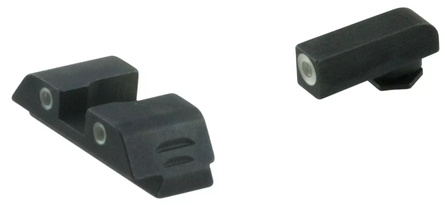AmeriGlo Classic 3-Dot Night Sight Set Tritium Green White Outline Front & Rear Black Frame for Glock 17,19,19x,26,34,45 Gen5