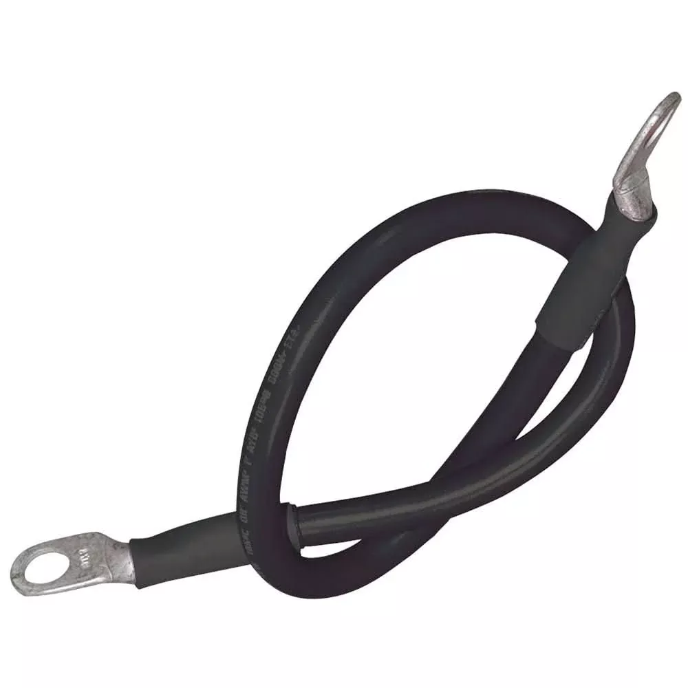 Ancor Battery Cable Assembly, 2 AWG (34mm²) Wire, 5/16″ (7.93mm) Stud, Black – 18″ (45.7cm) – 189140
