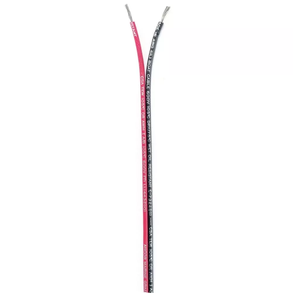 Ancor Ribbon Bonded Cable - 16/2 AWG - Red/Black - Flat - 100' - 153110