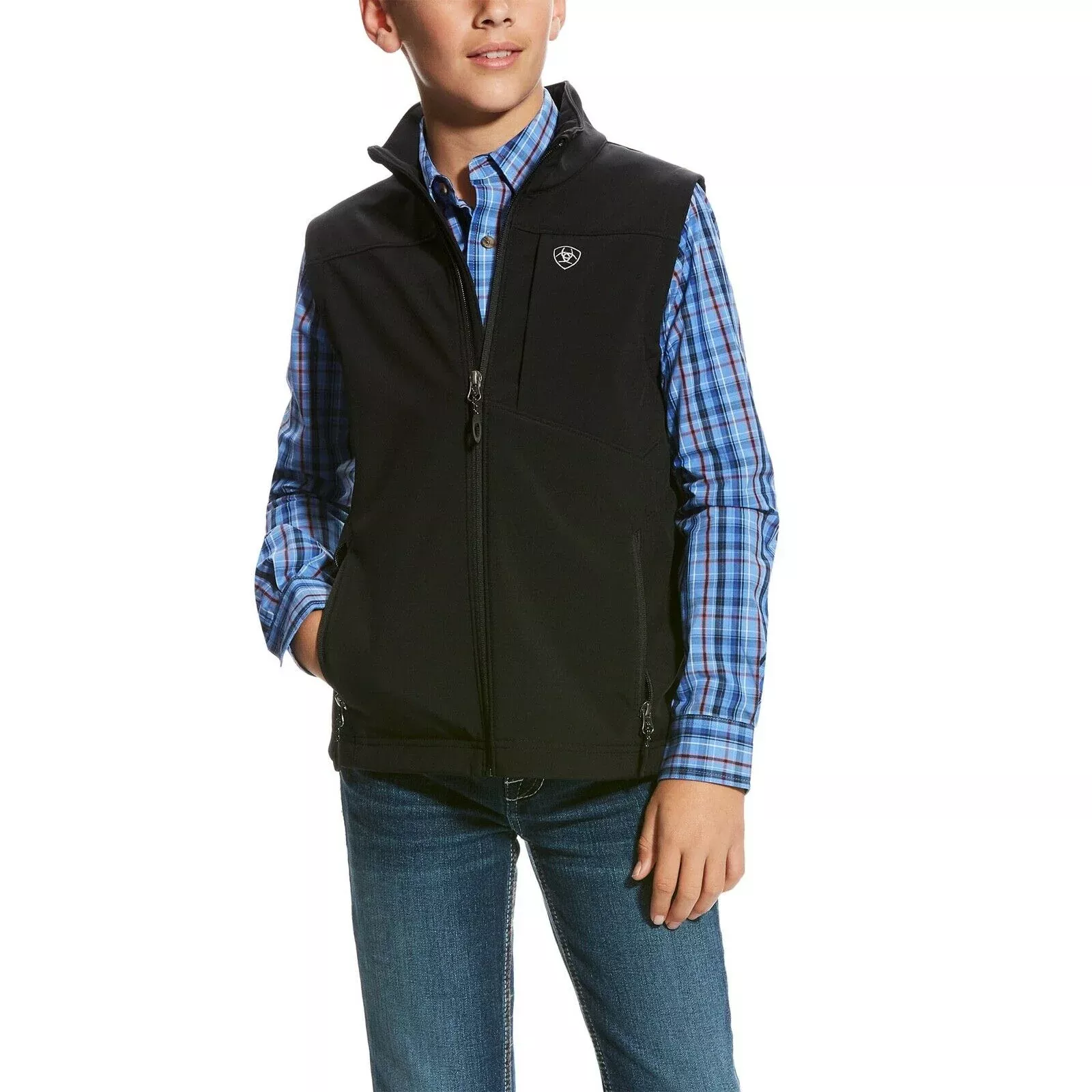 Ariat Boy’s Vernon 2.0 Black Stretch Softshell Vest #10024058