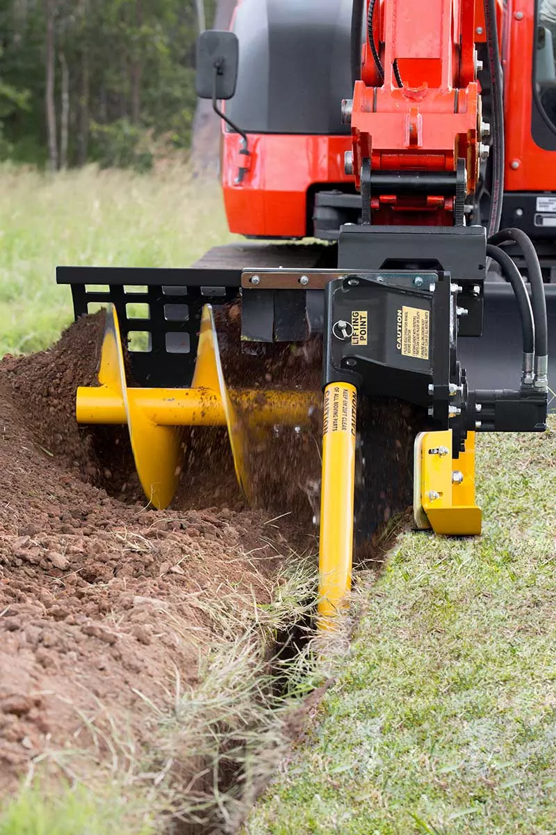 Auger Torque | Earth Drill Trencher | Models MT-48 | Width 8″ Inches | Depth 48″ | Hydraulic Flow 12 To 27 GPM | For Skid Steers