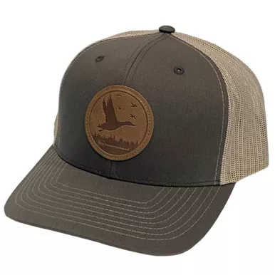 Banded Leather Duck Patch Cap, Brown