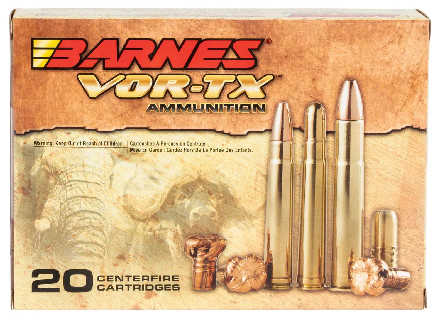Barnes Bullets VOR-TX Safari 416 Rem Mag 400gr Round Nose Banded Solid 20 Rounds Per Box 22018