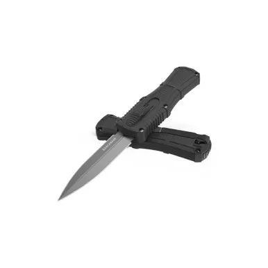 Benchmade 3375GY Mini Claymore OTF AUTO 3.02″ Smoke Gray PVD Double Edge Dagger Black