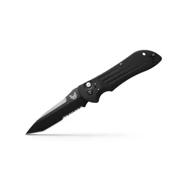 Benchmade 9101SBK Auto Stryker Auto Folding Knife 3.6" Tanto Serrated Blade, Black Aluminum Handle