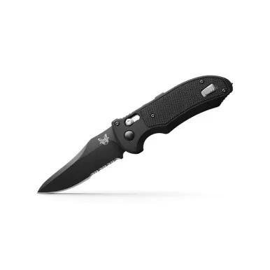 Benchmade 9170SBK Auto Triage Auto Folding Knife 3.58" Drop Point Serrated Blade, Black Aluminum & G10 Handle