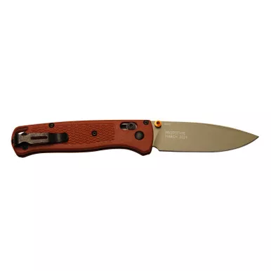 Benchmade Bugout Rust Orange Grivory Drop-Point Desert Verde 3.23" Prototype 2023