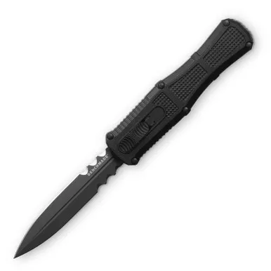 Benchmade Claymore OTF 3.89″ Serrated, Black Grivory / Smoke Gray