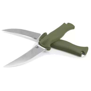 Benchmade Hunt Meatcrafter Fixed Blade 4.01" Stonewashed Trailing Point Dark Olive Santoprene