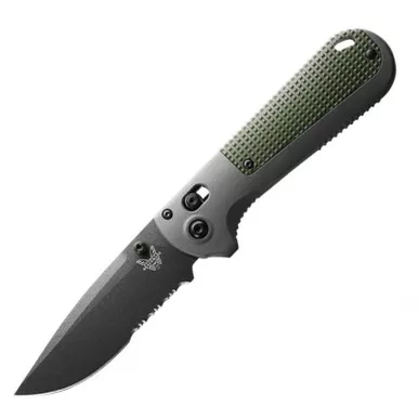 Benchmade Knives Redoubt Auto Open 8.29" Serrated Gray & Green Grivory