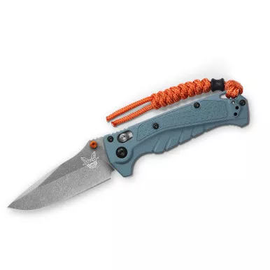 Benchmade Water Mini Adira Folding Knife 3.21" Stonewashed Drop Point Depth Blue Grivory