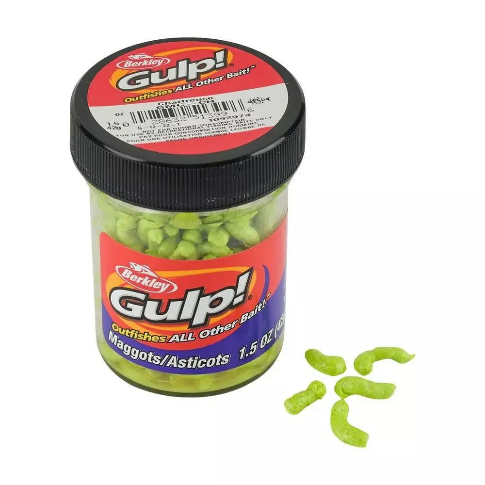 Berkley Gulp Maggot Bait 1.5oz Jar – Chartreuse #BGMG-CH