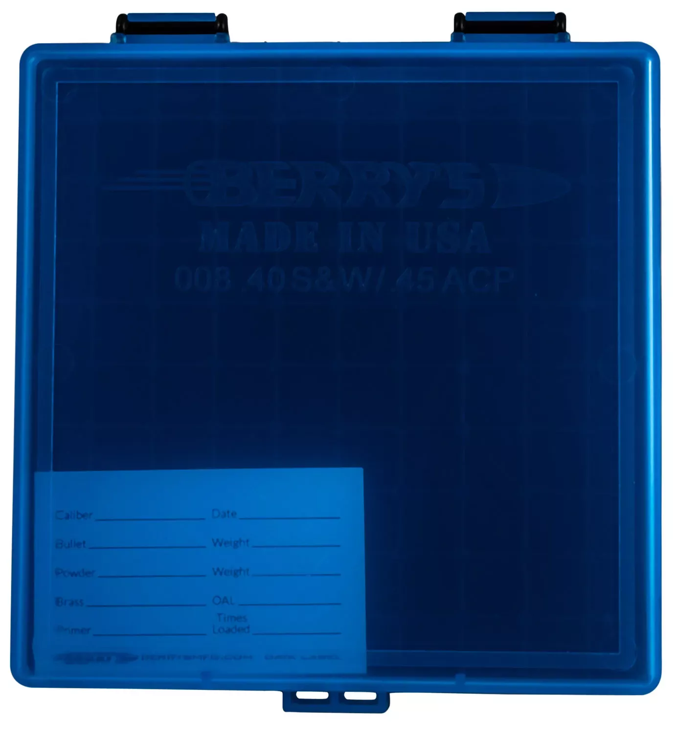 Berrys Ammo Box 40 S&W,45 ACP 100rd Blue Lid w/Black Bottom