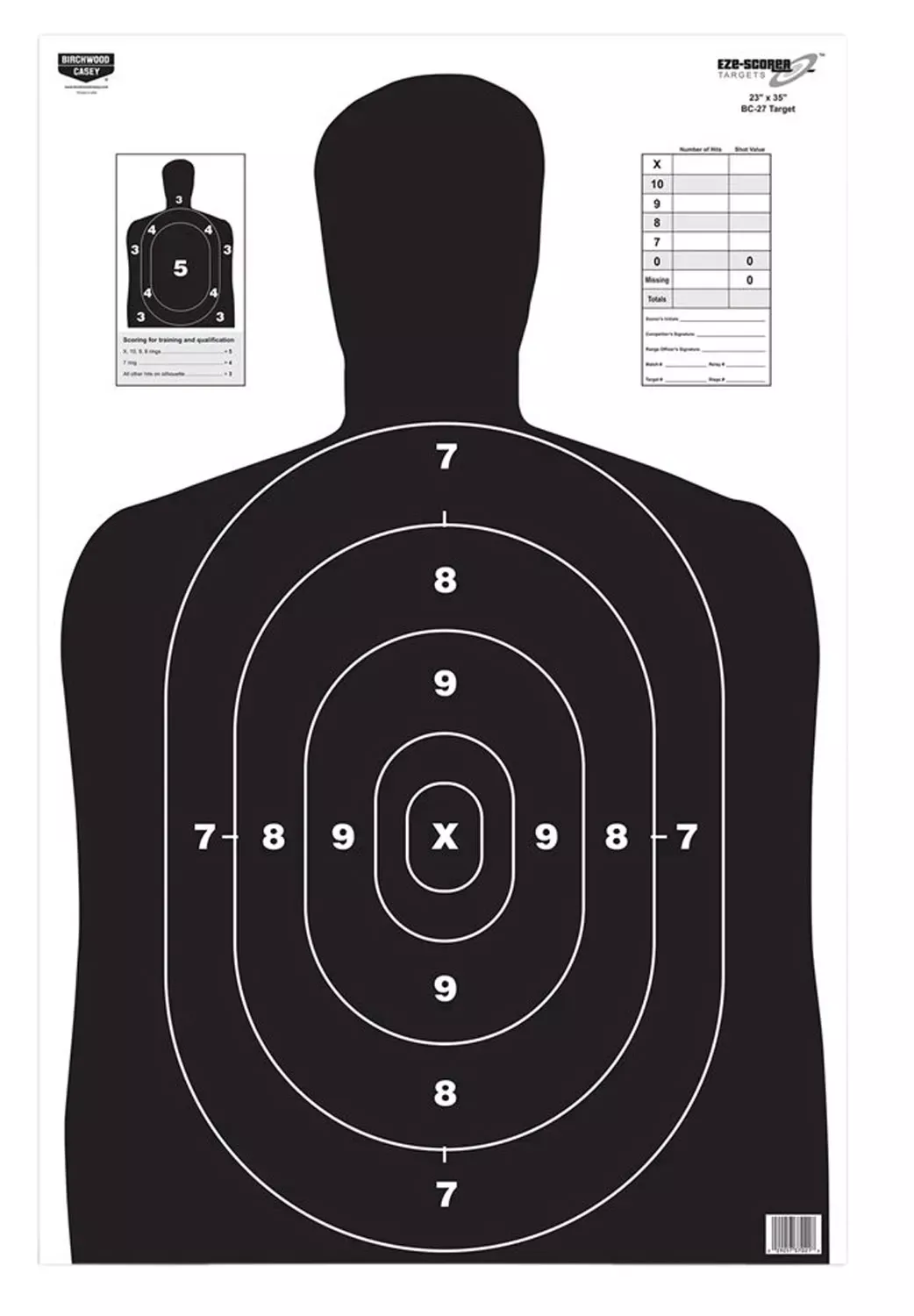Birchwood Casey EZE-Scorer BC-27 Silhouette Paper Target 23″ x 35″ 100 Per Pack