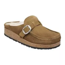 Birkenstock Unisex Buckley Shearling Suede Leather Clogs - Tea - 37