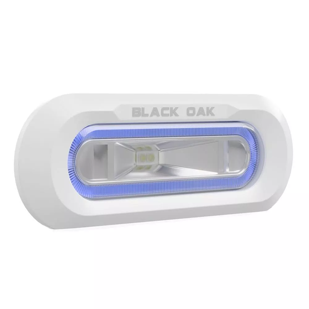 Black Oak Low Pro™ Marine Spreader Light - Flush Mount - White Housing - Blue LED