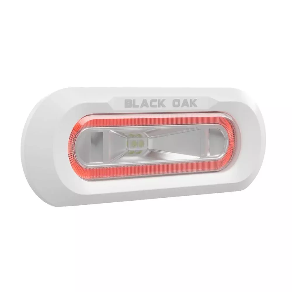 Black Oak Low Pro™ Marine Spreader Light - Flush Mount - White Housing - Red LED