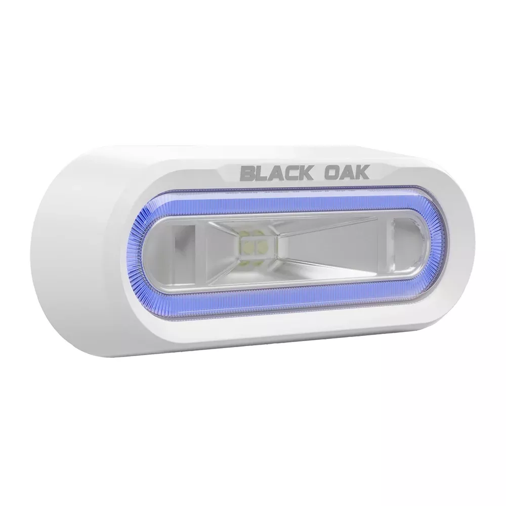 Black Oak Low Pro Off Road Spreader Light – Bracket Mount – White Housing – Blue LED [MLPS-B]