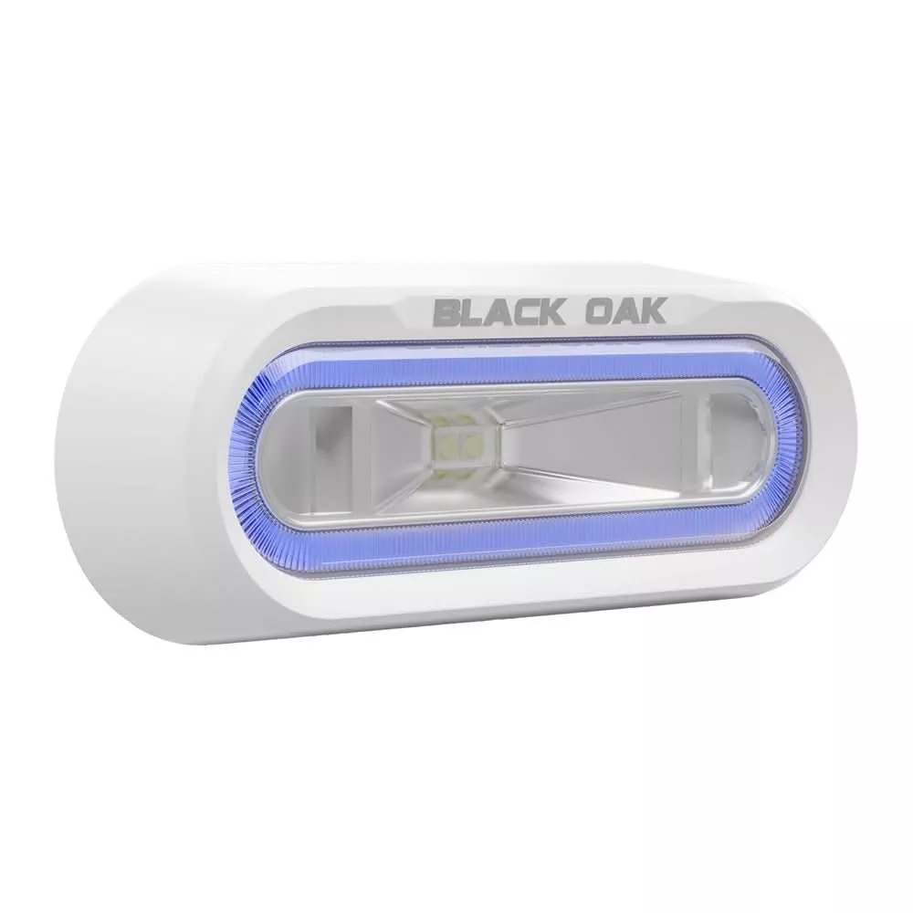 Black Oak Low Pro™ Off Road Spreader Light – Bracket Mount – White Housing – Blue LED