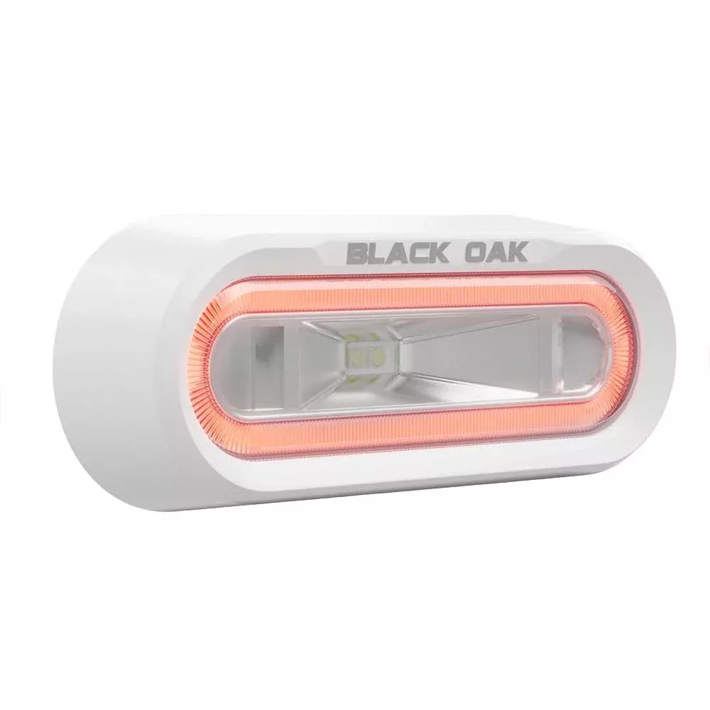 Black Oak Low Pro™ Off Road Spreader Light – Bracket Mount – White Housing – Red LED