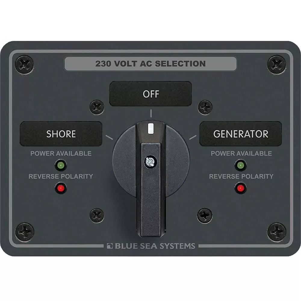 Blue Sea 8357 AC Rotary Switch Panel 65 Ampere 2 Position + OFF, 2 Pole - 8357