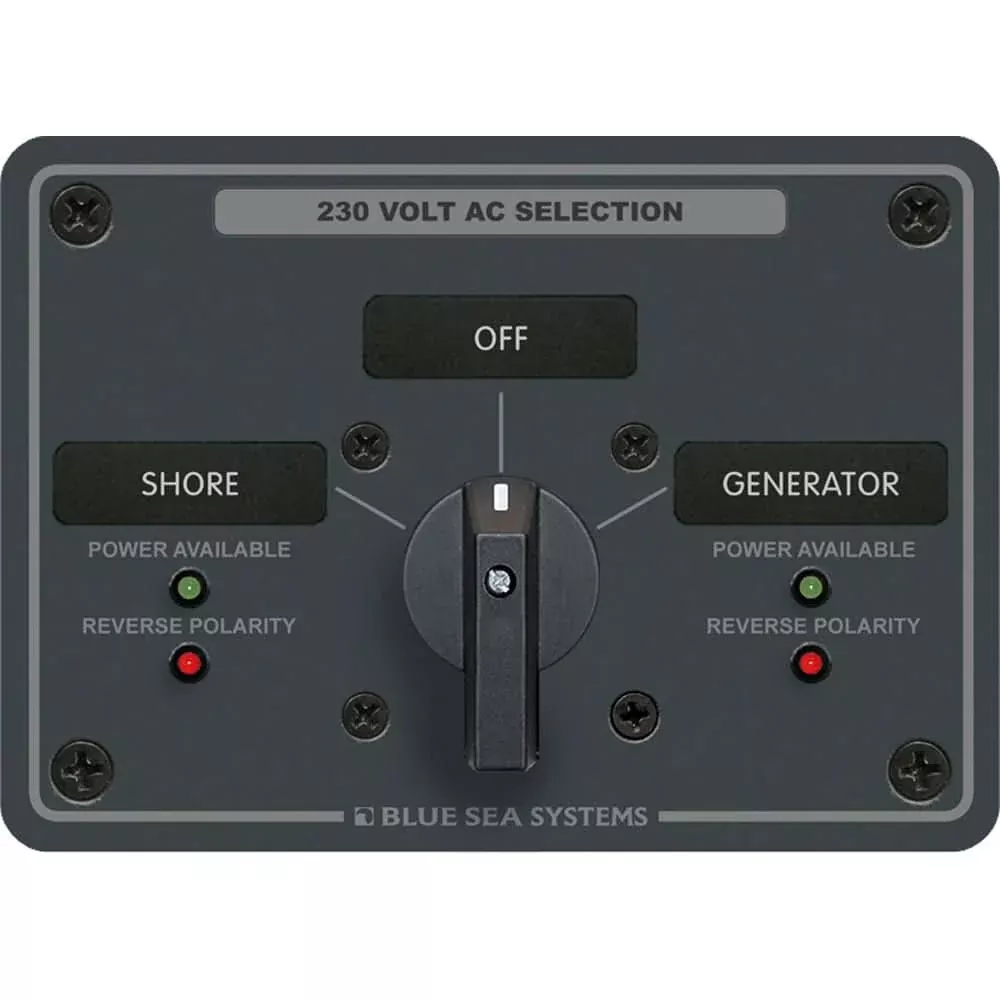 Blue Sea 8359 AC Rotary Switch Panel 30 Ampere 2 Positions + OFF, 2 Pole - 8359