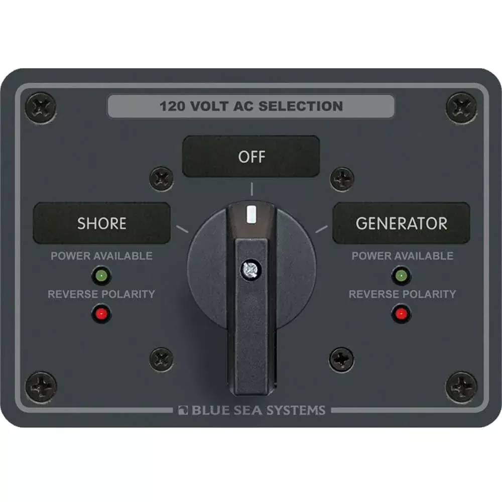 Blue Sea 8365 AC Rotary Switch Panel 65 Ampere 2 Positions + OFF, 2 Pole – 8365