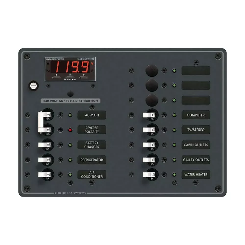 Blue Sea 8507 Breaker Panel – AC Main + 11 Position (European) – White – 8507