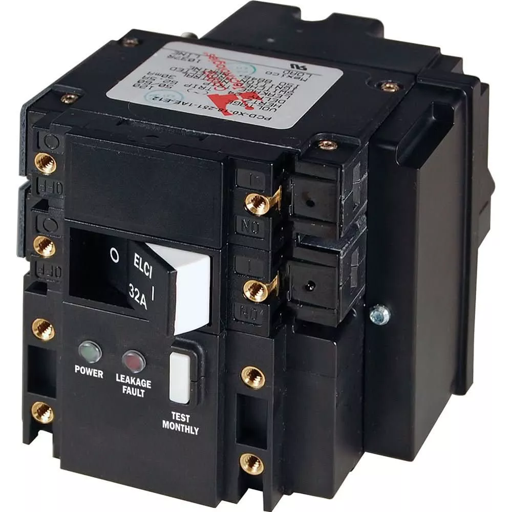 Blue Sea C-Series ELCI Main Circuit Breaker - Double Pole 230V AC 32A