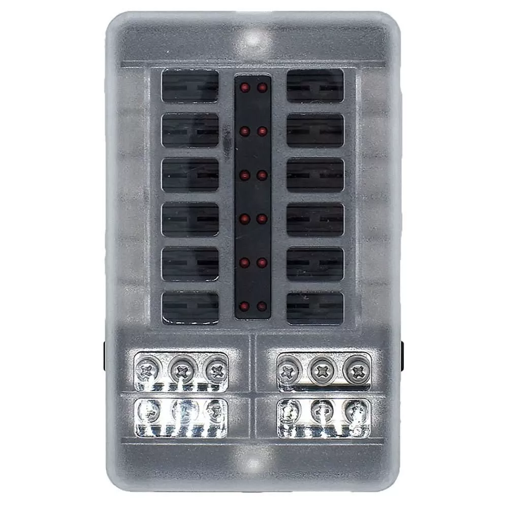 Bluewater 12-Position LED Fuse Block – 48V DC Marine and Mobile Power Distribution – 3200-0001-012