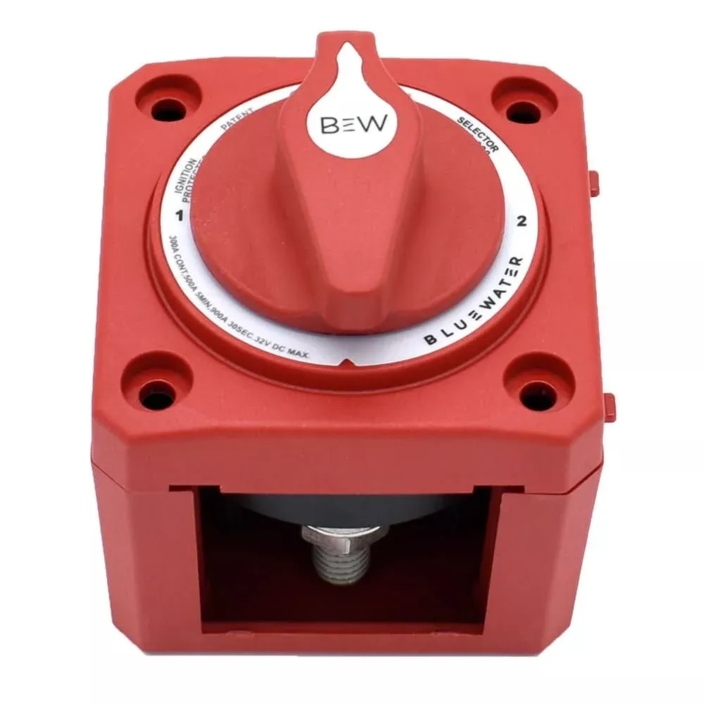 Bluewater OFF/1/2 Battery Switch – Surface Mount – Red, Part 9800-008-11 – 9800-008-11