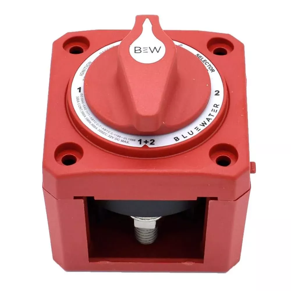 Bluewater Off/1/2/Both Battery Switch – Surface Mount, Red, Part Number 9800-007-11 – 9800-007-11