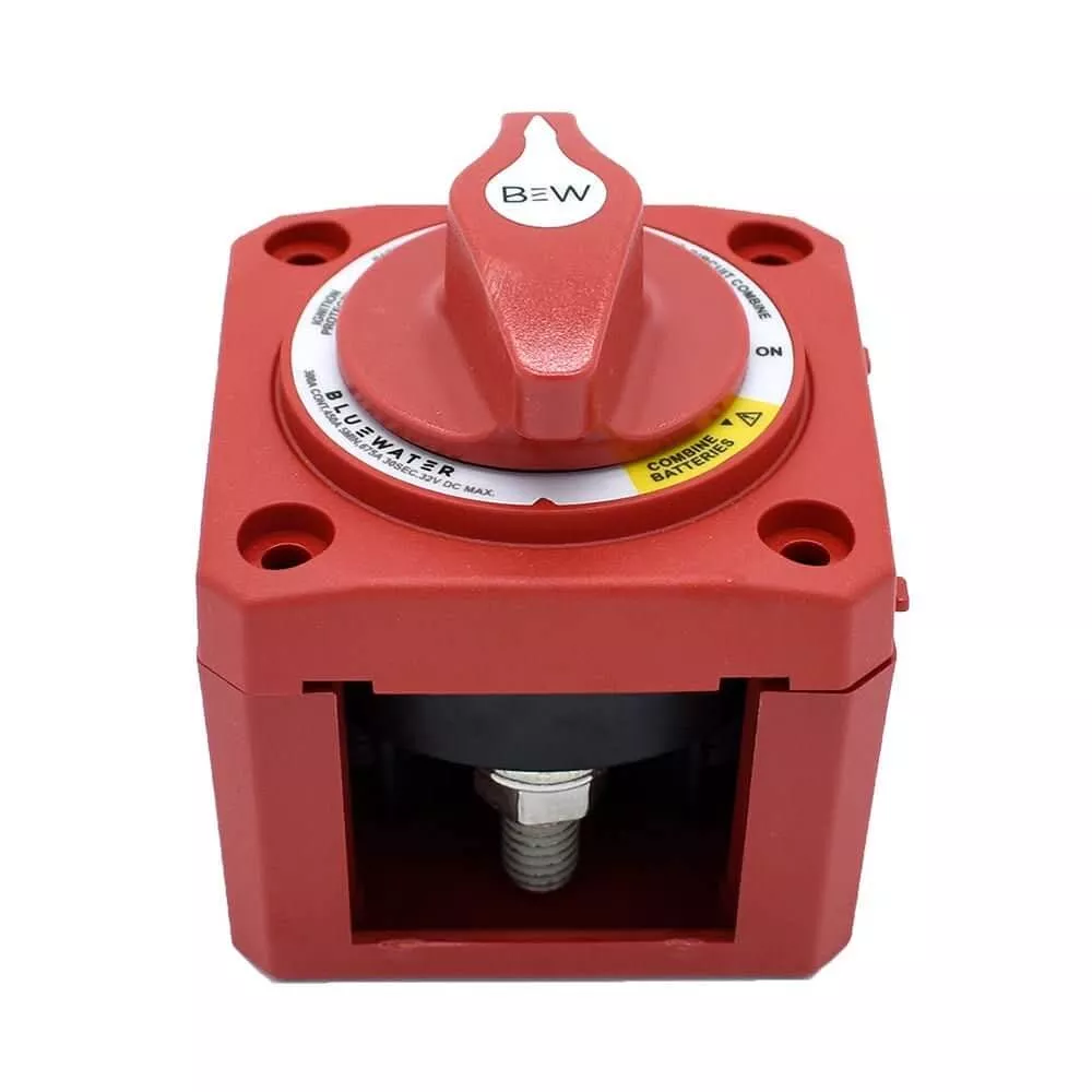 Bluewater Off/On Combine Battery Switch with Emergency Parallel – Surface Mount, Red (Part #9800-011-11) – 9800-011-11